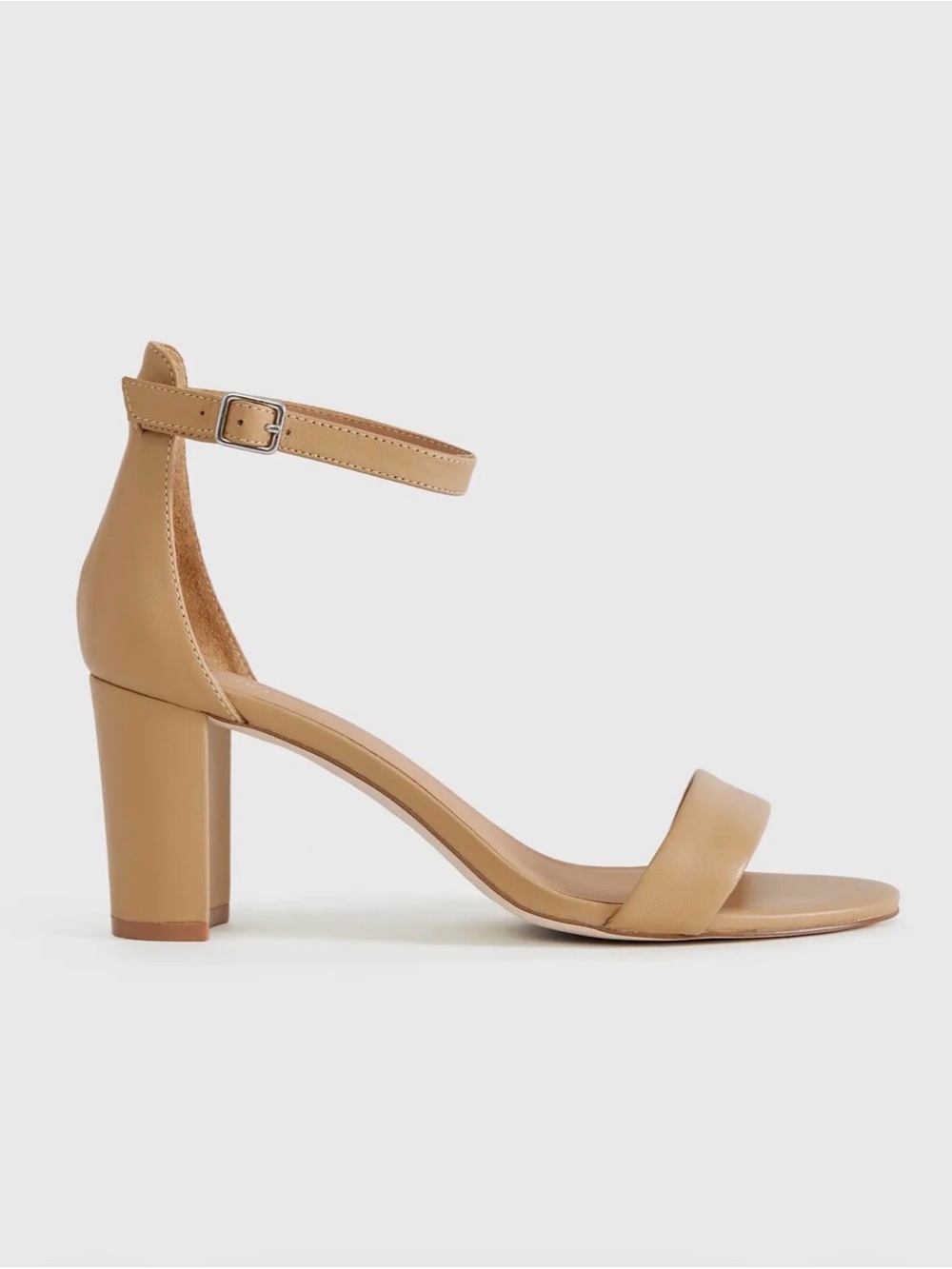 Quince Italian Leather 65mm Strappy Block Heel Sandal Cashew size 8 never worn